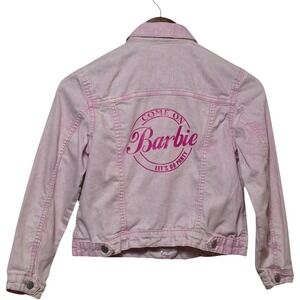 Wonder Nation Barbie Jacket Girls 7/8 Pink‎ Denim Retro Barbiecore Graphic Coat